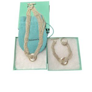 Tiffany & Co 925 Silver Mesh Necklace & Bracelet Set w/Boxes